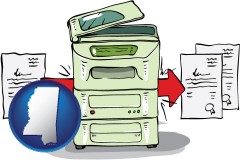 ms map icon and a copier making copies