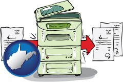 wv map icon and a copier making copies